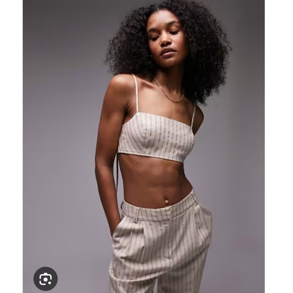 TopShop Striped Linen Mix Bralette Size 6 New